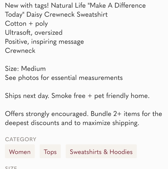 HP •Natural Life • Cute VSCO Women's Tan Crewneck Daisy Pocket Sweatshirt Medium - Picture 6 of 16